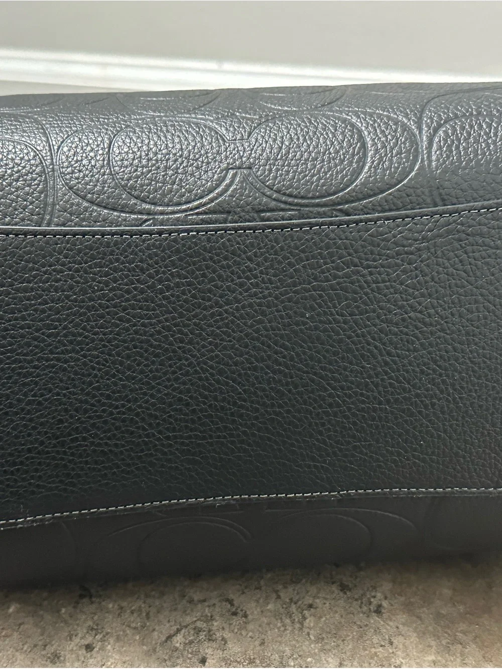 NWT Large Coach Black Embossed Pebbled Leather Satchel with Gold Hardware - Picture 7 of 9